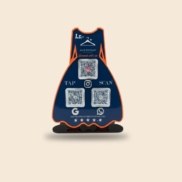 Ladies Gown NFC 3-in-1 Tabletop Standee for Boutiques & Garment Shops