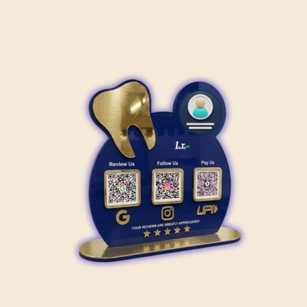 Smart NFC 3-in-1 Standee – Big Teeth Cutout for Dentists
