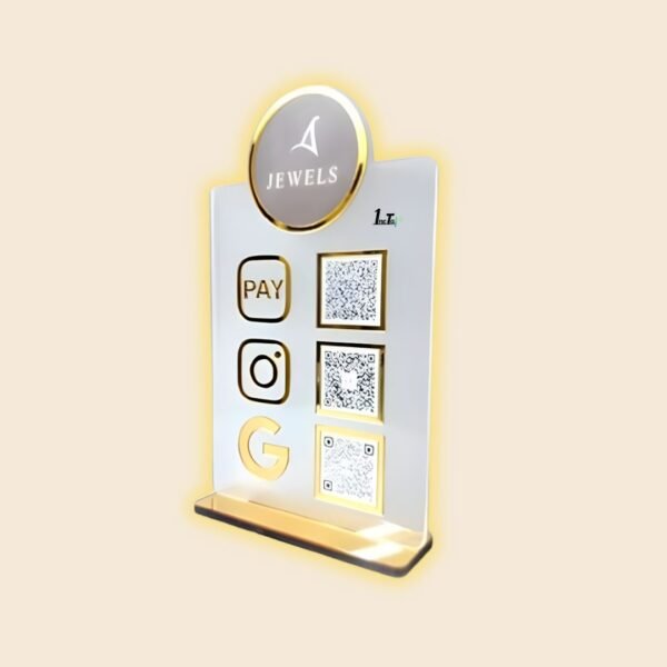 Premium 3-in-1 Smart Standee for Jewellers – Tap, Scan & Shine ✨