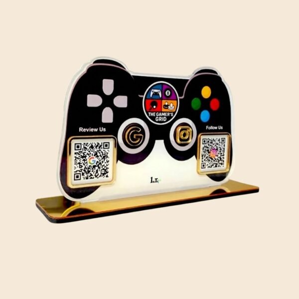 Level Up Your Gaming – Premium 3-in-1 QR Standee for Gaming Shop 🚀